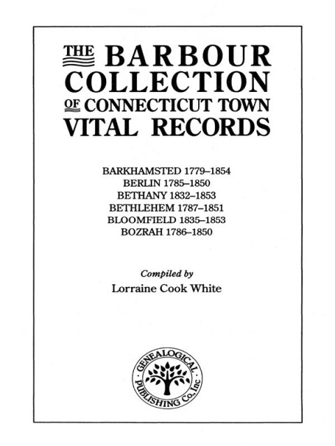 Cover image for book The Barbour Collection of Connecticut Town Vital Records [Vol. 2]