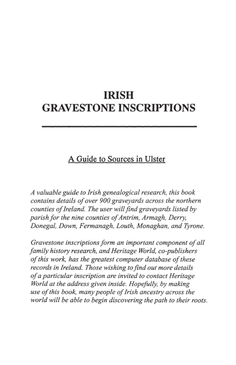 Cover image for book Irish Gravestone Inscriptions