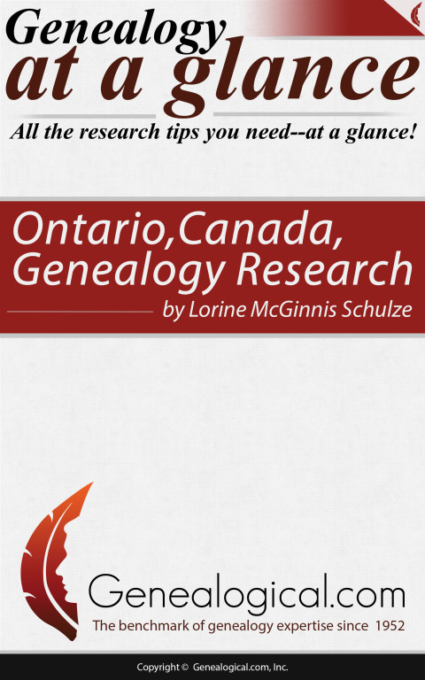 Cover image for book Genealogy at a Glance: Ontario, Canada, Genealogy Research
