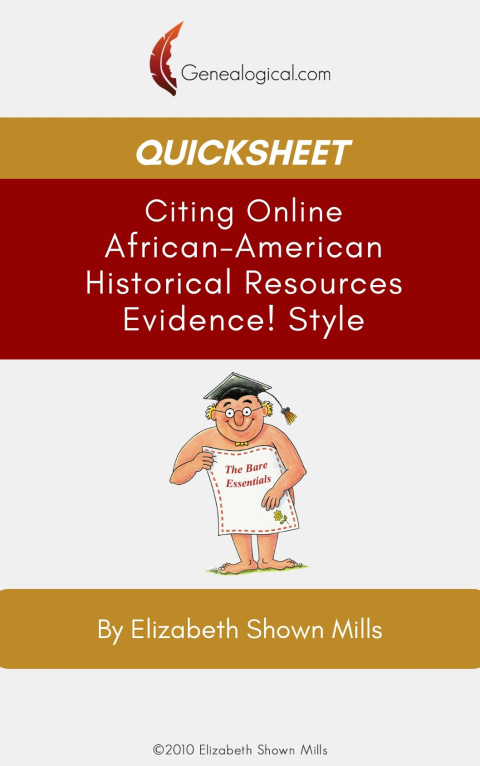 Cover image for book QuickSheet: Citing Online African-American Historical Resources Evidence! Style