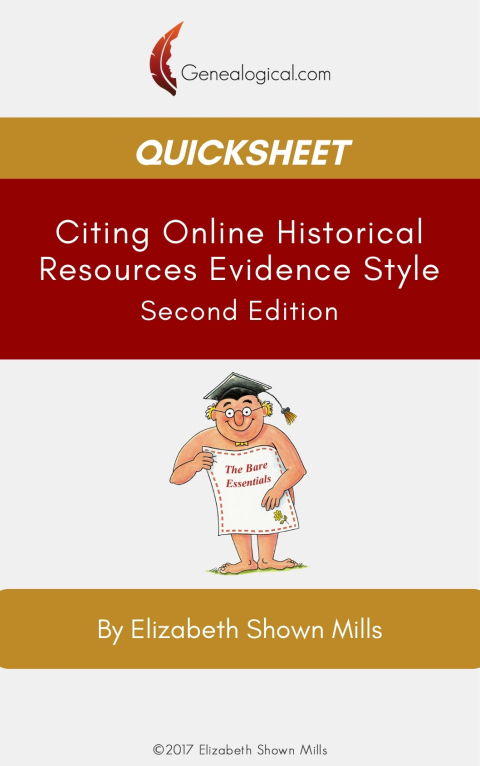 Cover image for book QuickSheet: Citing Online Historical Resources Evidence Style. Second Edition