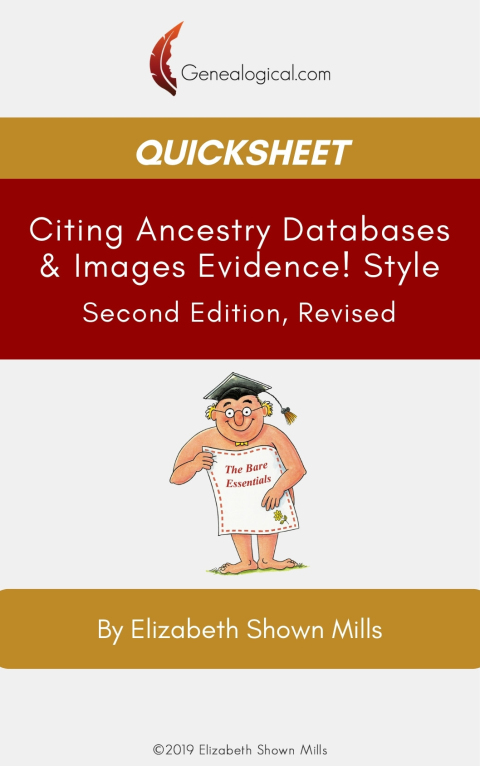 Cover image for book QuickSheet: Citing Ancestry Databases & Images Evidence Style, Second Edition, Revised