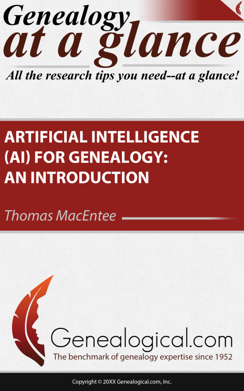 Cover image for book Genealogy at a glance: Artificial Intelligence (AI) and Genealogy Research