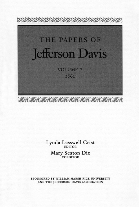 Cover image for book The Papers of Jefferson Davis