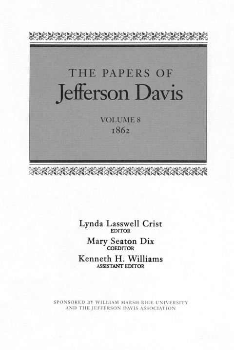 Cover image for book The Papers of Jefferson Davis