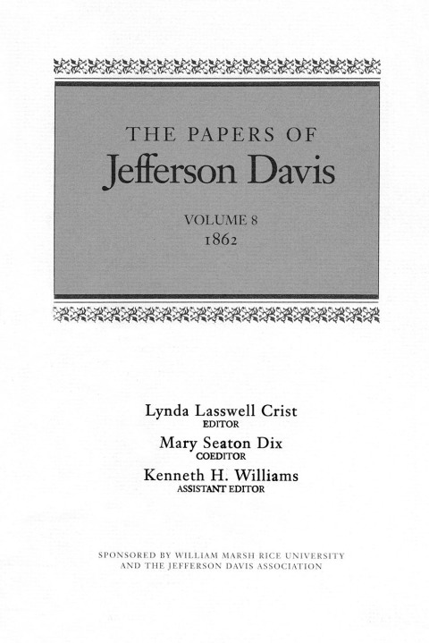 Cover image for book The Papers of Jefferson Davis