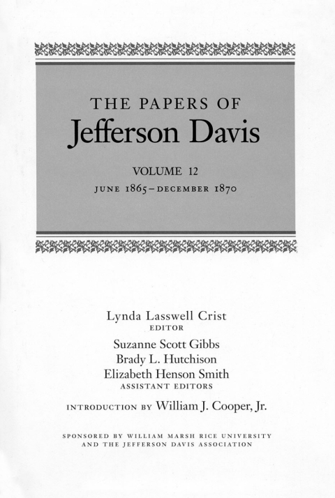 Cover image for book The Papers of Jefferson Davis