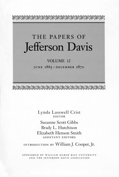 Cover image for book The Papers of Jefferson Davis