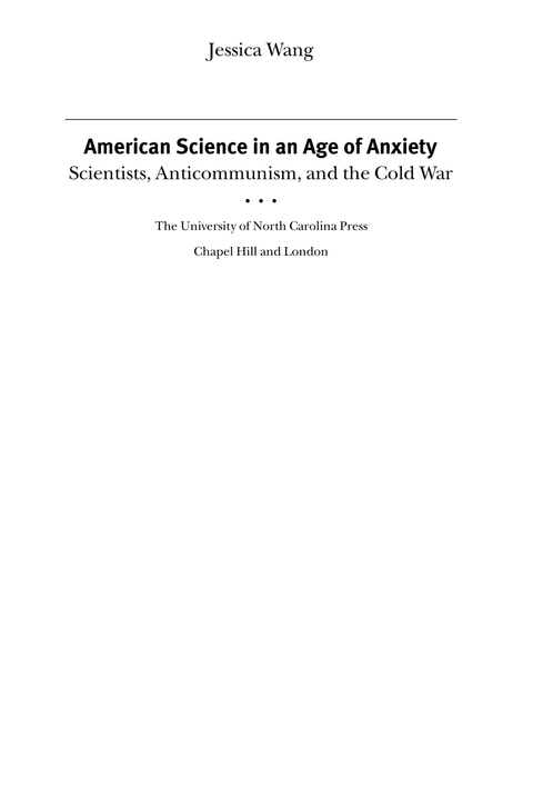 Cover image for book American Science in an Age of Anxiety