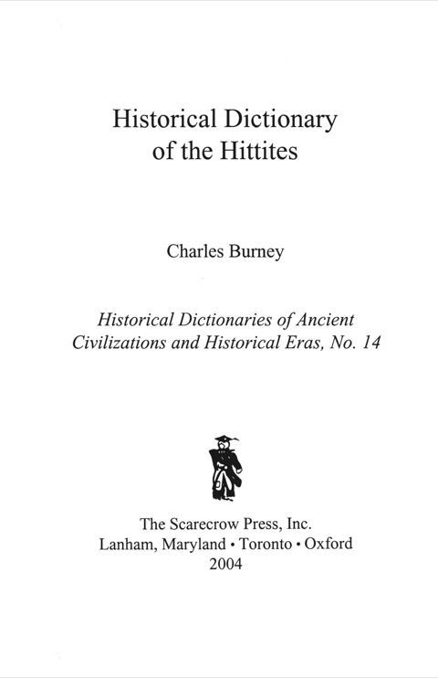 Cover image for book Historical Dictionary of the Hittites