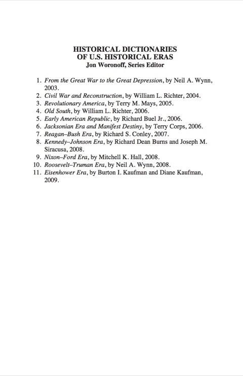 Cover image for book Historical Dictionary of the Eisenhower Era