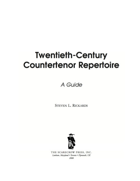Cover image for book Twentieth-Century Countertenor Repertoire