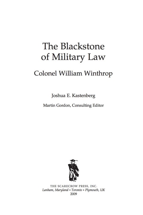 Cover image for book The Blackstone of Military Law