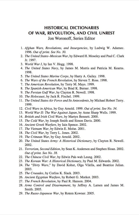 Historical Dictionary of Terrorism 