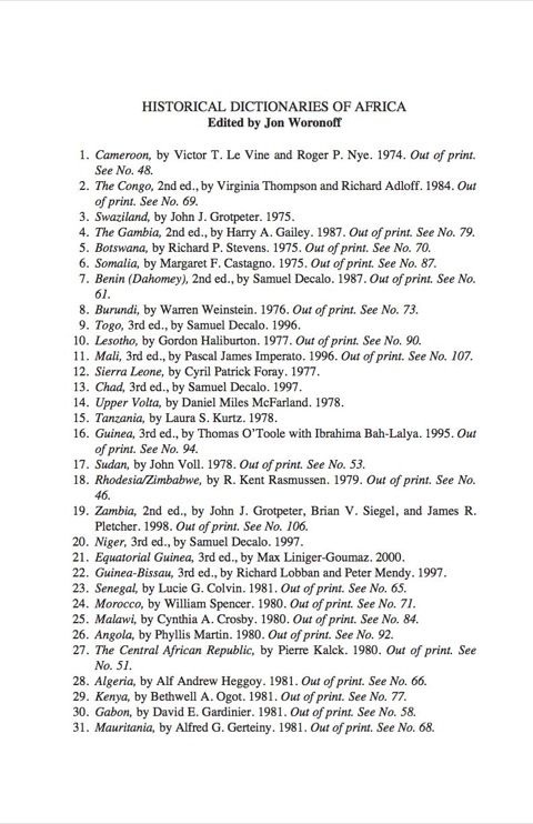 Historical Dictionary of Nigeria 