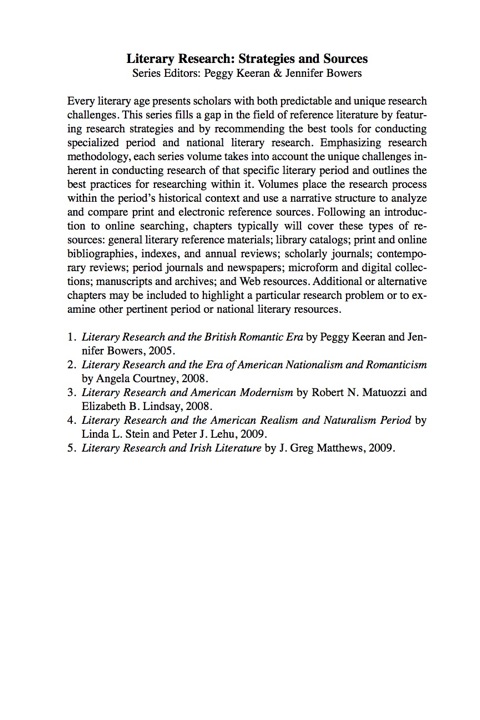 Cover image for book Literary Research and Irish Literature