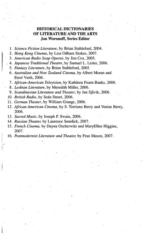 Cover image for book Historical Dictionary of Postmodernist Literature and Theater