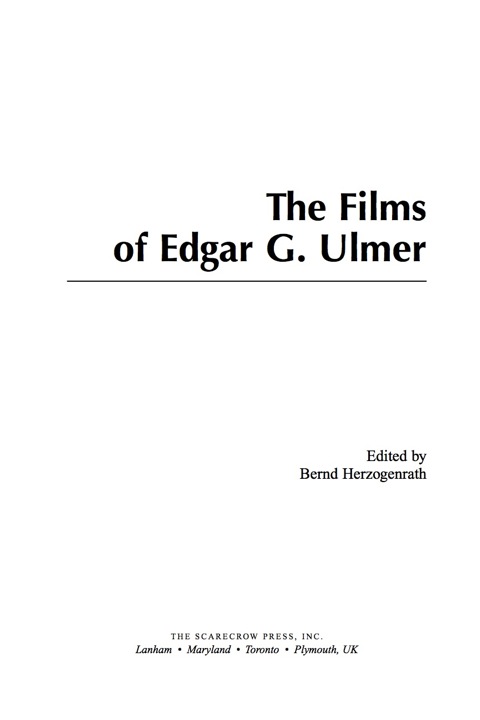 Cover image for book The Films of Edgar G. Ulmer