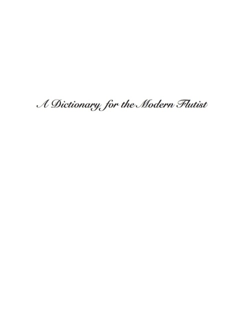 Cover image for book A Dictionary for the Modern Flutist