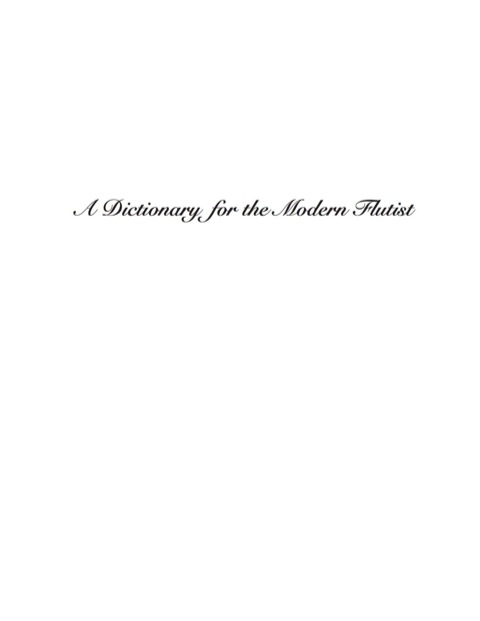Cover image for book A Dictionary for the Modern Flutist
