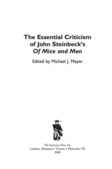 Cover image for book The Essential Criticism of John Steinbeck's of Mice and Men