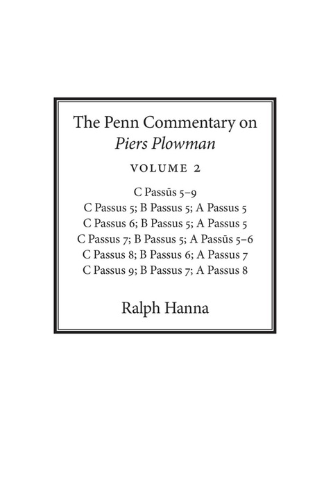 Cover image for book The Penn Commentary on Piers Plowman, Volume 2