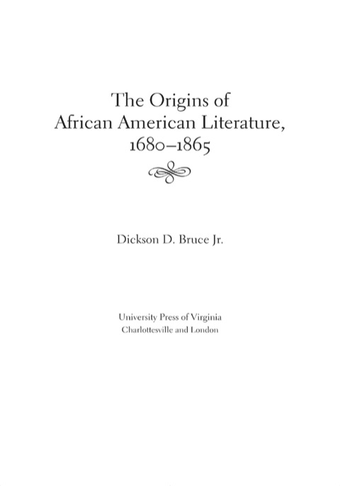 Cover image for book The Origins of African American Literature, 1680-1865
