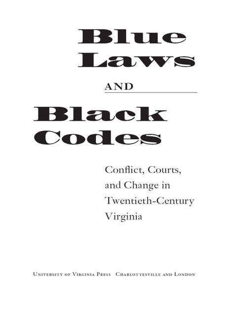 Cover image for book Blue Laws and Black Codes