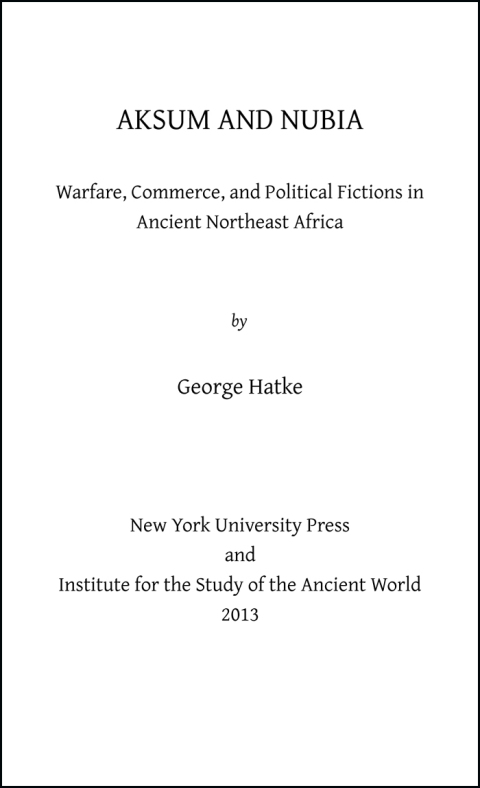 Cover image for book Aksum and Nubia