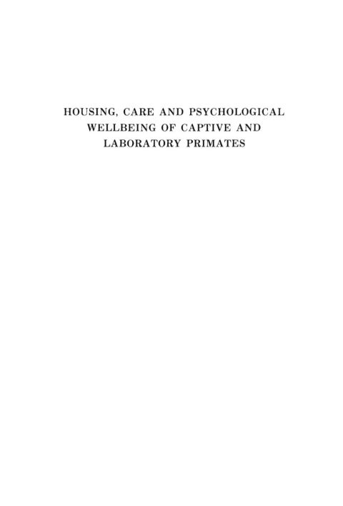 Cover image for book Housing, Care and Psychological Well-Being of Captive and Laboratory Primates