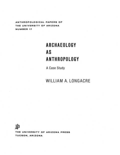 Cover image for book Archaeology As Anthropology