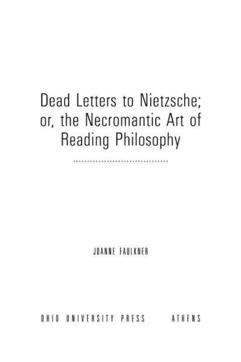 Cover image for book Dead Letters to Nietzsche, or the Necromantic Art of Reading Philosophy