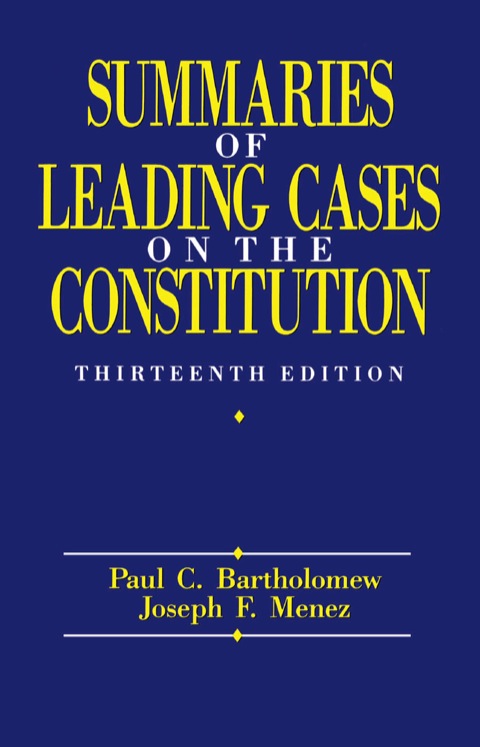 Cover image for book Summaries of Leading Cases on the Constitution