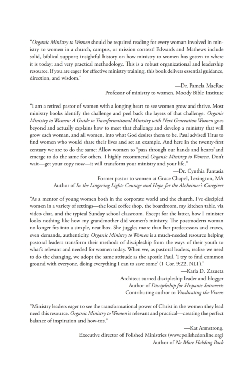 Cover image for book Organic Ministry to Women