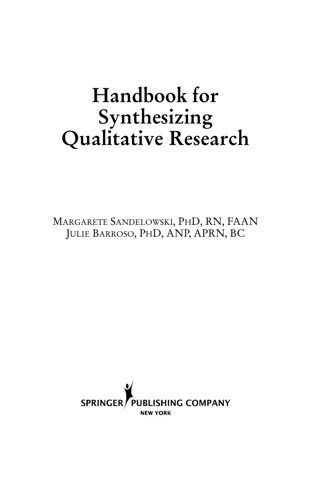 Handbook for Synthesizing Qualitative Research