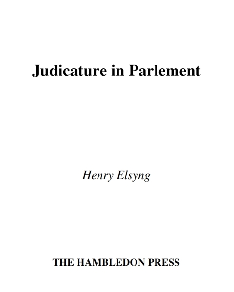 Cover image for book Judicature in Parlement