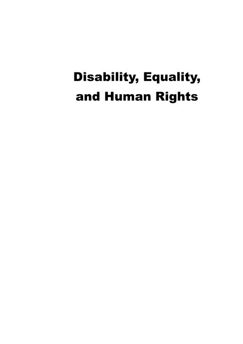 Disability, Equality and Human Rights 