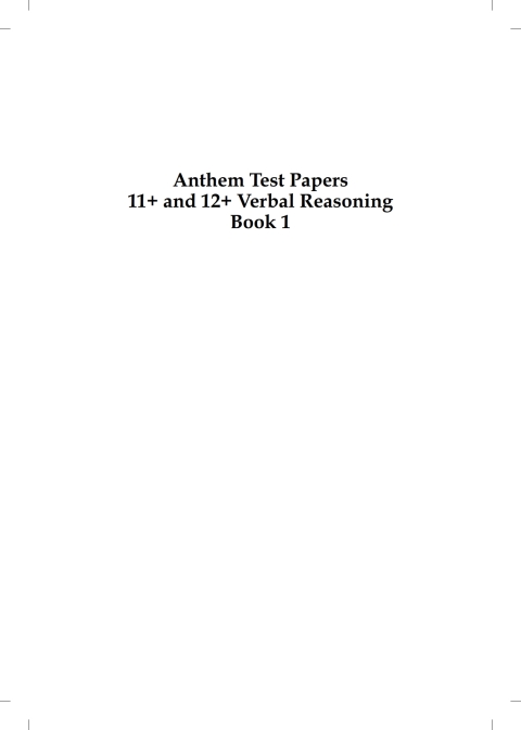 Anthem Test Papers 11+ and 12+ Verbal Reasoning Book 1 