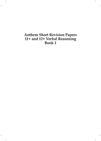 Titelbild: Anthem Short Revision Papers 11  and 12  Verbal Reasoning Book 1 1st edition 9780857283849