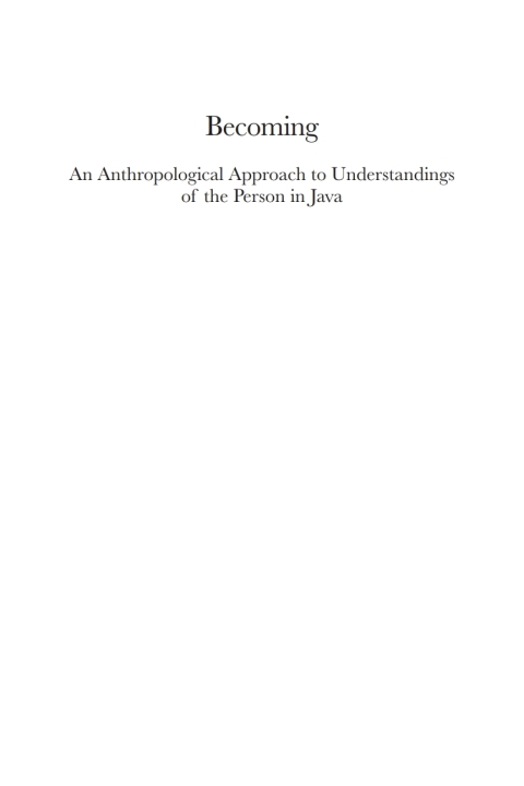 Cover image for book Becoming – An Anthropological Approach to Understandings of the Person in Java