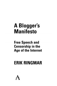 Cover image: A Blogger's Manifesto 1st edition 9781843312888