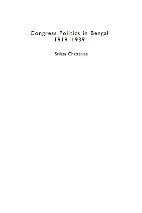Cover image for book Congress Politics in Bengal 1919-1939