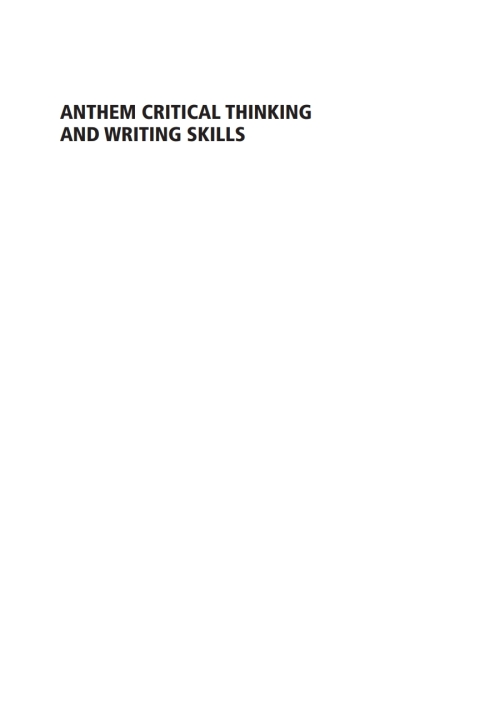 Cover image for book Anthem Critical Thinking and Writing Skills