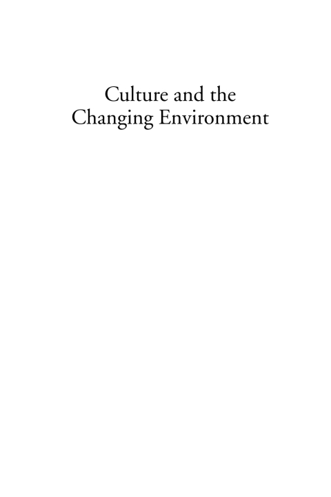 Cover image for book Culture and the Changing Environment