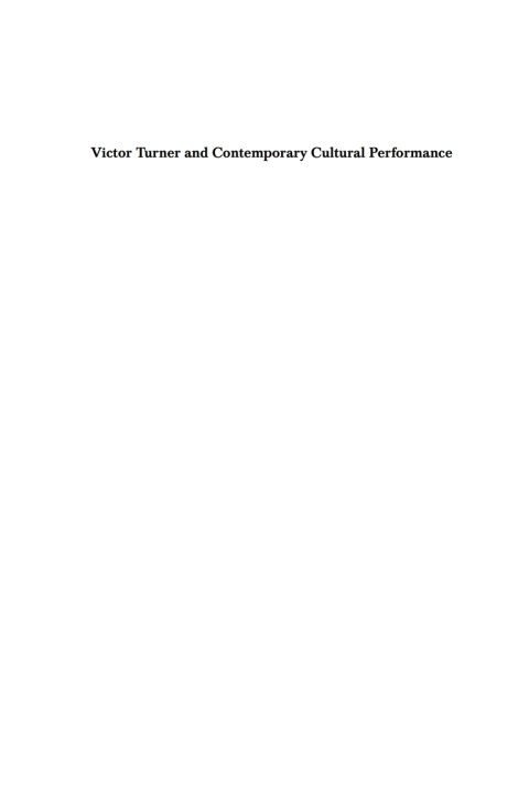 Cover image for book Victor Turner and Contemporary Cultural Performance
