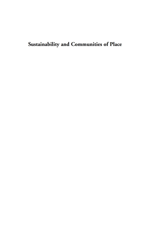 Cover image for book Sustainability and Communities of Place