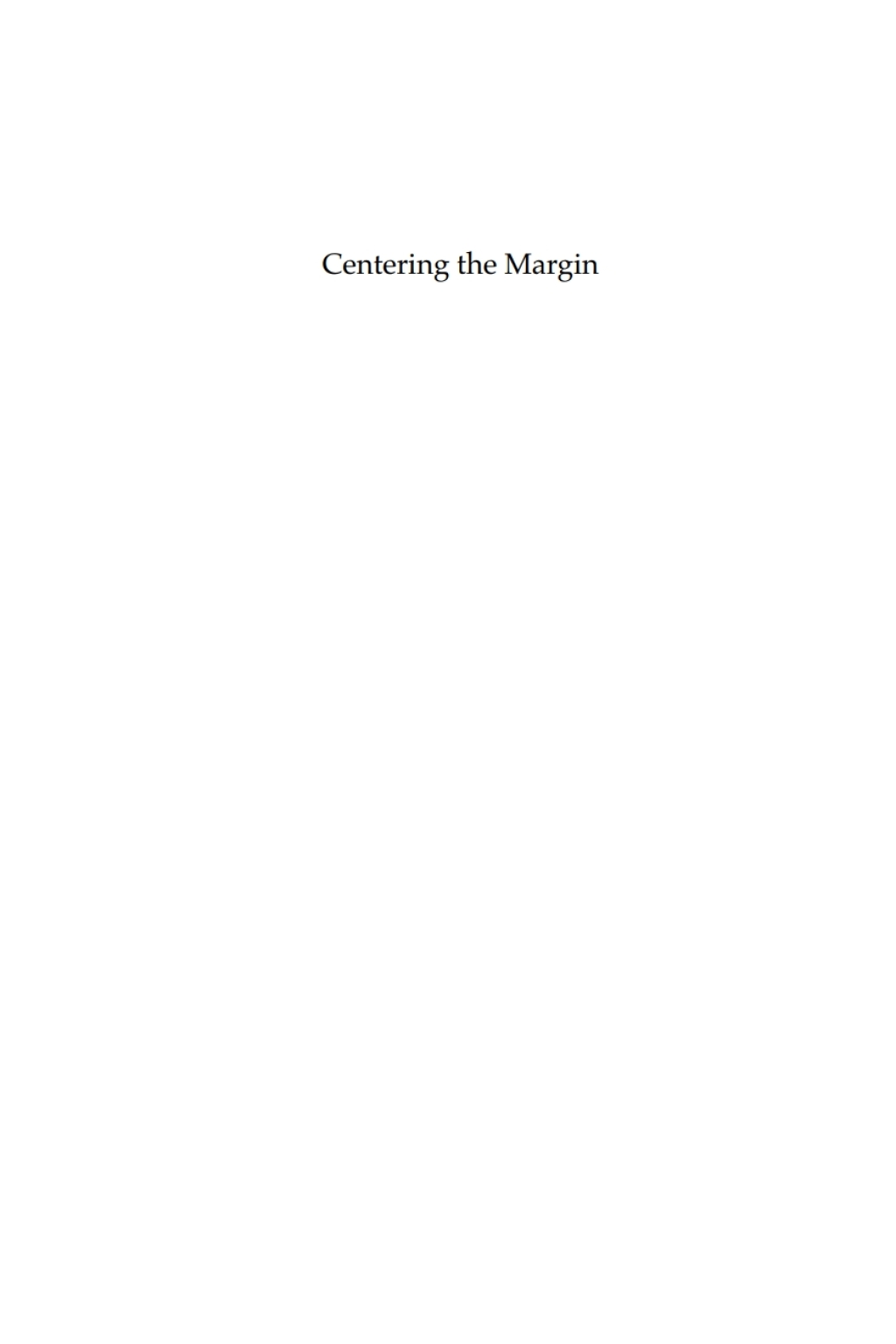 Centering the Margin - 1st Edition (eBook)