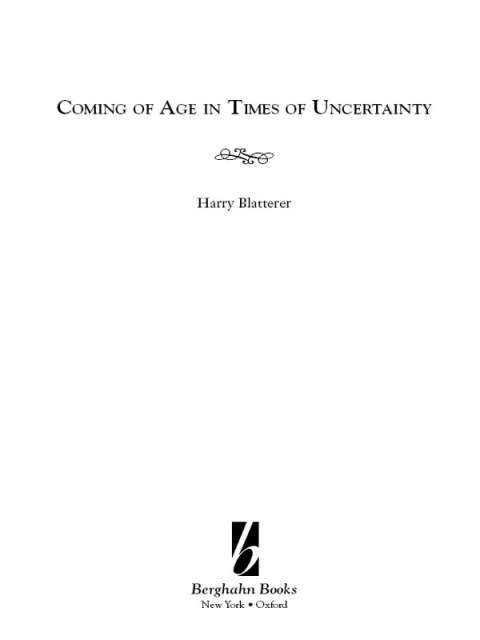 Cover image for book Coming of Age in Times of Uncertainty