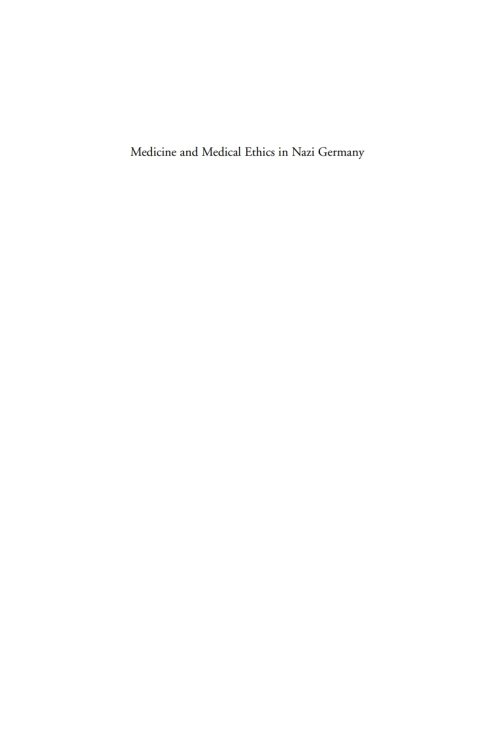 Cover image for book Medicine and Medical Ethics in Nazi Germany