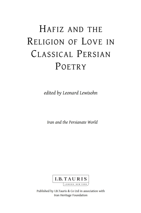 Cover image for book Hafiz and the Religion of Love in Classical Persian Poetry